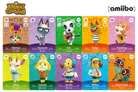 amiibo card list animal crossing